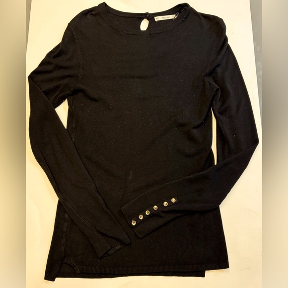 Zara Knit long sleeve crew neck button sleeve fitted sweater tops women's size S - Picture 2 of 9